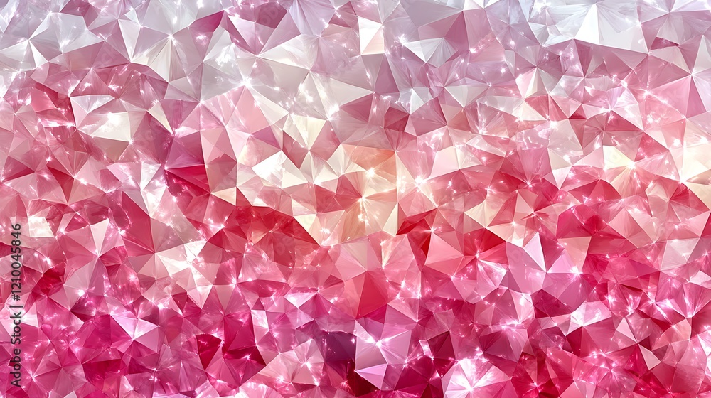 Poster pink crystal abstract: a dazzling display of pink and white crystal facets, shimmering with light an