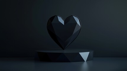 Valentine's Day greeting card with heart on 3D podium