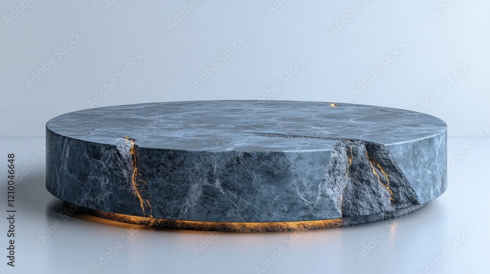Poster a circular stone platform with a textured surface and subtle lighting.