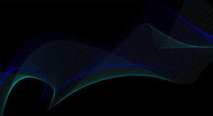 Smooth and flowing dynamic green blue wave lines isolated on white background. Stylized wave line art vector background.