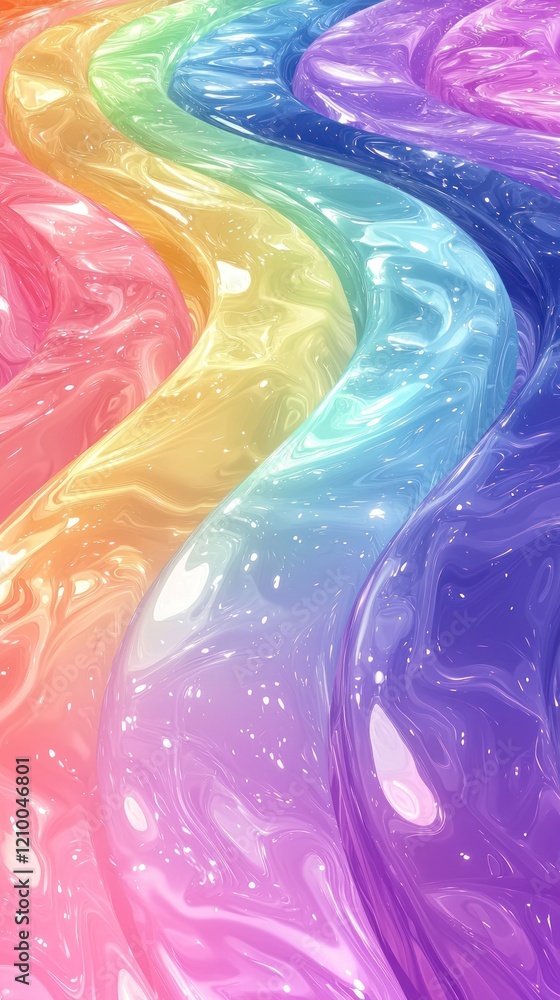 Poster a colorful, abstract design of liquid-like textures blending together in a smooth, gradient flow.