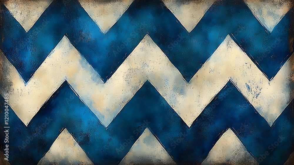 Poster azure chevron abstract: a captivating abstract pattern featuring a bold chevron design in a rich blu