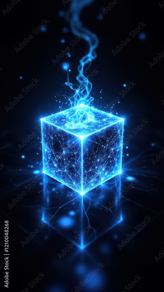 Aufkleber intricate glowing cube with intricate ai design.