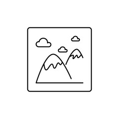 Outline Mountain Peak icon, symbolizes achievement after overcoming challenges.