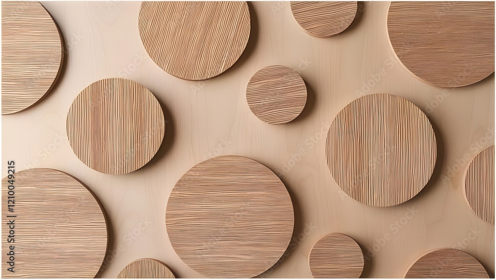 Poster wooden circle pattern background with line texture and minimalist design