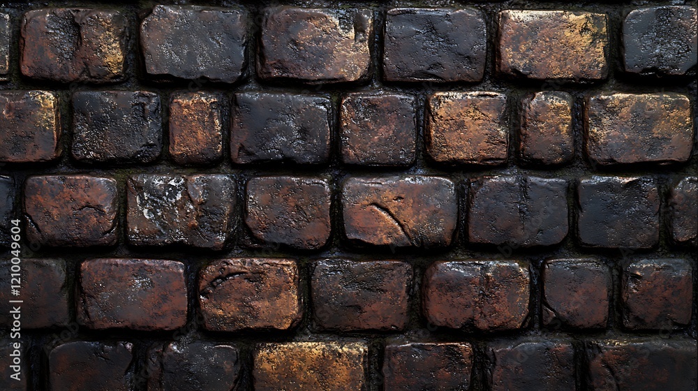 Aufkleber cobblestone texture: dark brown and black cobblestones create a rustic and textured background, idea