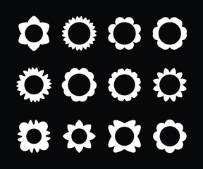 black and white sun flowers icon set vector illustrator