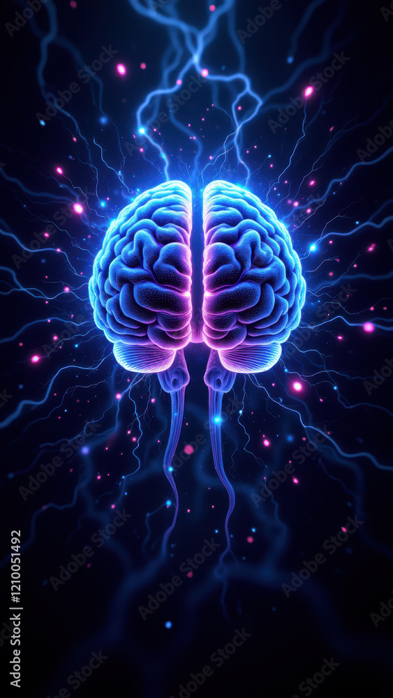 Poster advanced ai technology with brain symbolism