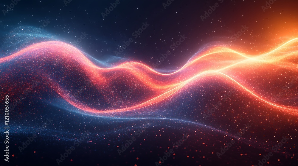 Poster abstract energy flow: a mesmerizing abstract design with vibrant streaks of red and blue light danci