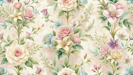 Elegant Pastel Floral Bouquet Seamless Pattern Design A Delicate Watercolor Illustration for Textile and Home Decor