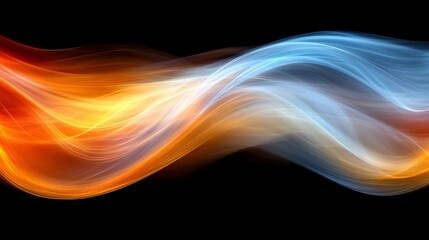 Abstract Energy Flow:  A dynamic and captivating abstract visual of orange and blue energy flow, evoking a sense of power and movement against a black background.