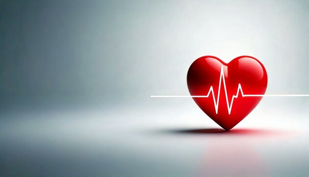 American Heart Month awareness banner showcasing a 3D heart with a lifeline running across it, emphasizing the importance of heart health and raising awareness about cardiovascular diseases