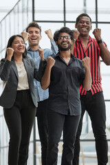 Successful business team with a man in the foreground