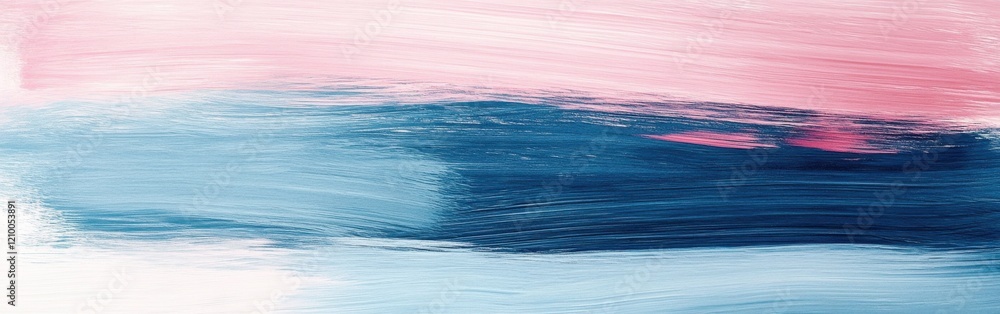 Poster soft blue horizontal lines blend with delicate pink strokes in a fine art piece showcasing tranquili
