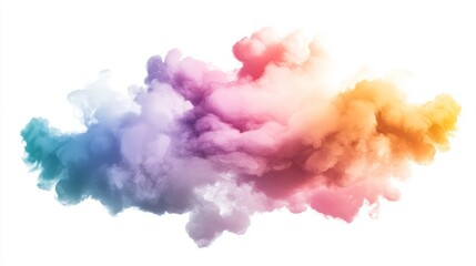 Fototapeta premium Colorful pastel clouds floating in a white background, soft and vibrant, watercolor effect, dreamy and artistic, airy and ethereal, seamless and elegant