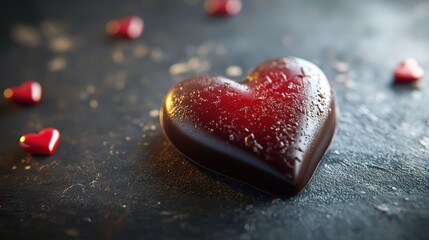 Fototapeta premium Delicious Heart-Shaped Chocolates Perfect for Romantic Occasions, Gifts, Desserts, Celebrations, and Sweet Treats for Loved Ones