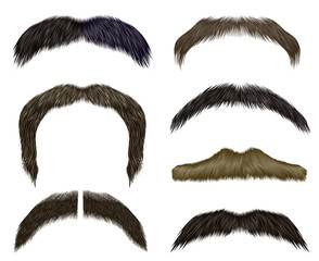  set vector mustache different colors.