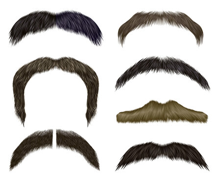 set vector mustache different colors.
