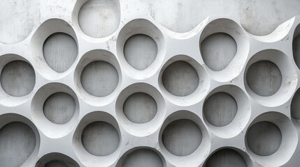 Abstract Concrete Wall With Circular Recesses
