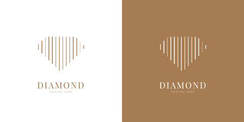 Minimal diamond logo design. Diamond business icon for website and app. Diamond gems sign and symbols. Diamond Jewelry logo design with minimalist stylish line art concept.
