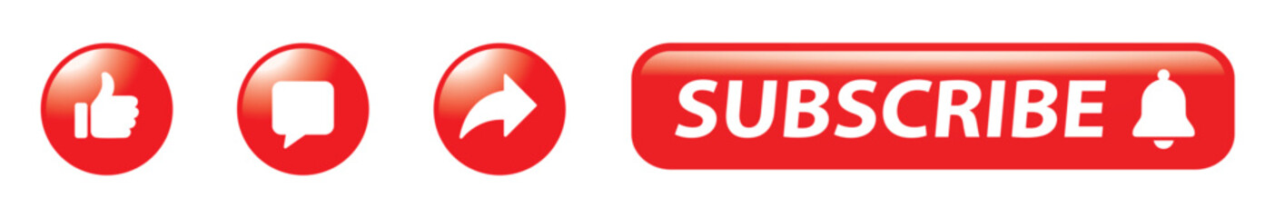 Social media icons set: like, thumbs up, comment, share, subscribe. 1 - Vector Illustration