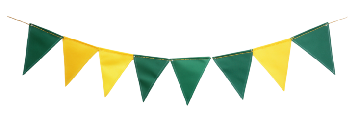 Green and yellow bunting banner, Isolated on Transparent Background