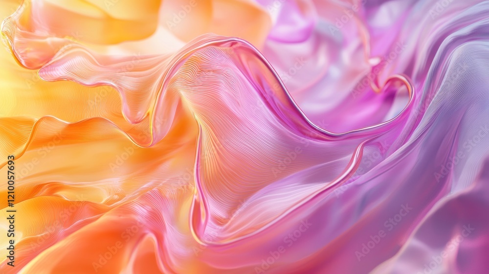 Poster a colorful, abstract composition of liquid-like textures blending together in a smooth, gradient flo