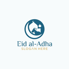 Eid al-Adha logo, Eid al-Adha Mubarak concept of Muslim mosque	