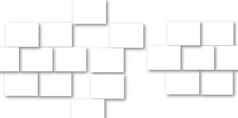 Simple Square cube box plate board on white wall background. 3d rendering. Multiple Horizontal Business Card Modern Mockup for Branding Presentation, Corporate Identity, Advertising, Graphic design.