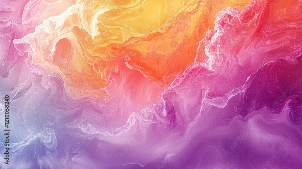 Poster a colorful, abstract composition of liquid-like textures blending together in a smooth, gradient flo