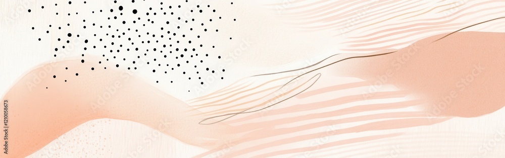 Aufkleber minimalist dotted pencil strokes create a serene artistic atmosphere with soft lines and gentle hues