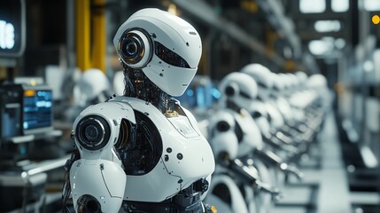 Fototapeta premium Advanced Robotic Assembly Line Futuristic Technology