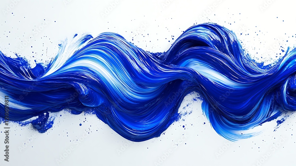 Poster abstract blue swirl: a mesmerizing, dynamic swirl of blue and white paint creates an abstract wave o