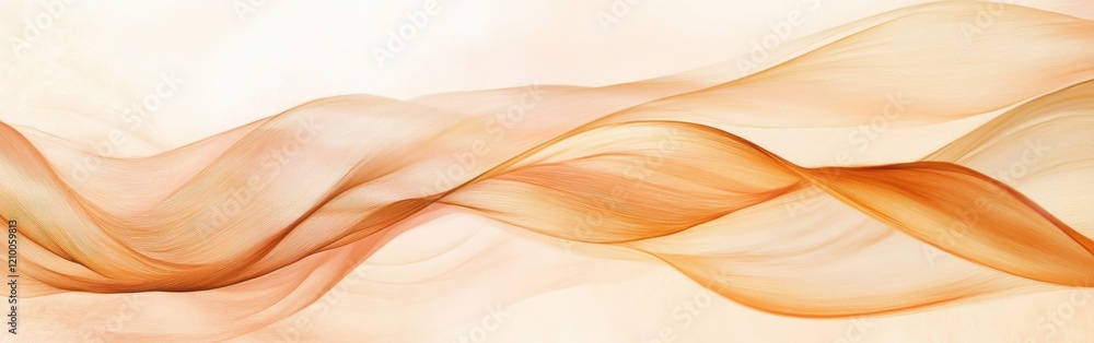 Poster Elegant pencil strokes create flowing waves in soft peach tones conveying a sense of calm and serenity