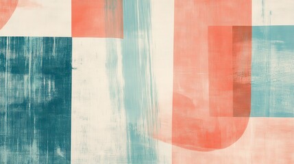 Muted abstract composition featuring dashed pencil strokes and soft color blocks in a harmonious blend
