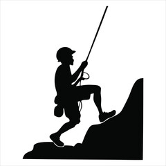 Rock Climbing Vector Silhouette Illustration for Mountain Clipart Designs
