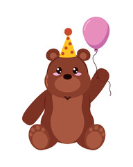 cute bear with birthday hat