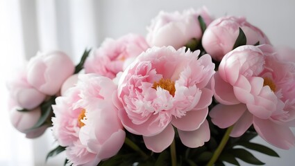 Fototapeta premium Pink Peonies Blossoms Floral Still Life Romantic Elegant Soft Bloom