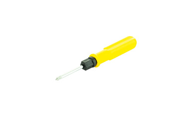 The small yellow screwdriver isolated on white background with clipping path.