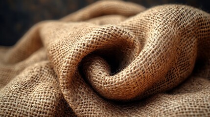 Fototapeta premium Rustic Burlap Texture: A close-up of natural burlap fabric, its coarse texture and warm brown hues creating a backdrop of rustic charm.