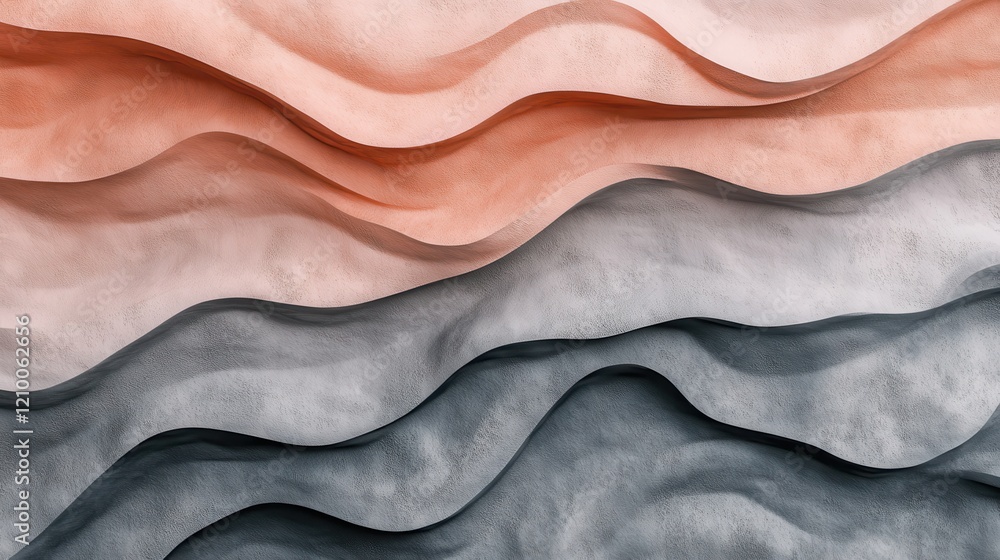 Aufkleber Elegant coral transitions into gray creating depth and texture in a flowing design