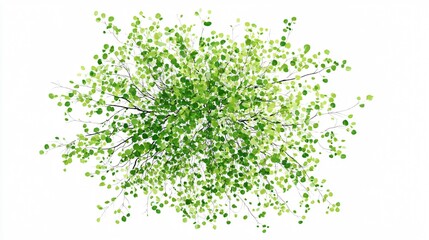 Obraz premium Top View Real Birch Tree Foliage Wide Angle Centered Image