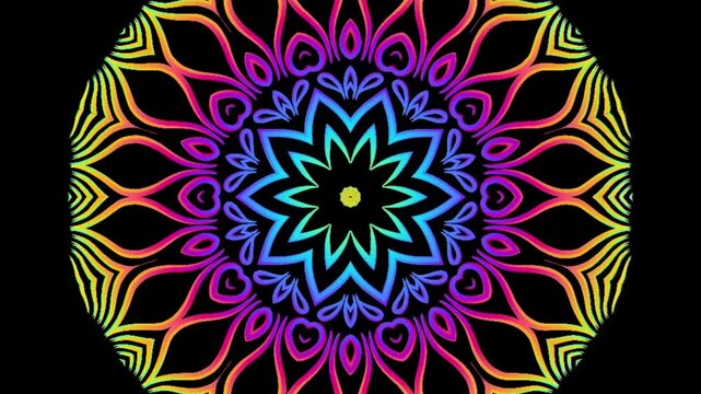 caleidoscope classic gradient circle flower art pattern of traditional tenun batik ethnic dayak ornament for animation ads