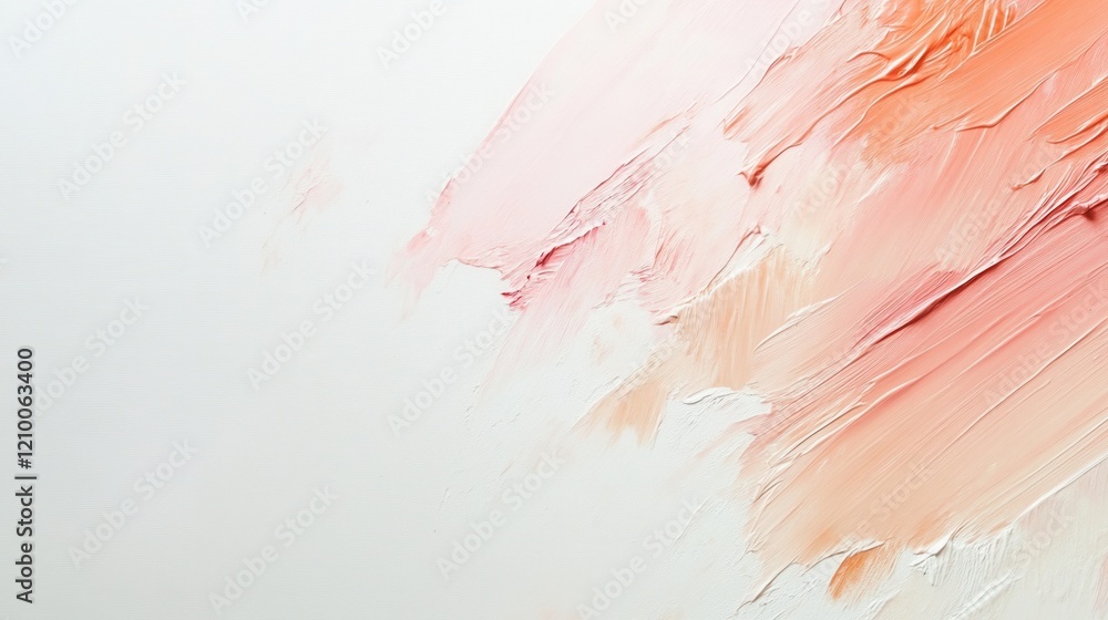 Poster clean white canvas with elegant pencil strokes creating soft hues of peach and coral during the afte