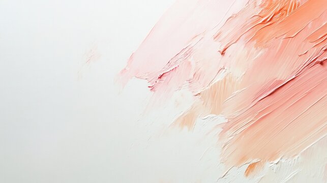 Clean white canvas with elegant pencil strokes creating soft hues of peach and coral during the afternoon light