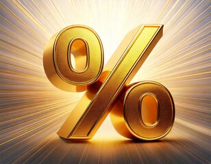 Schwebendes Rabattzeichen in goldenen Lichtstrahlen &ndash; Elegante Darstellung von Sonderangeboten