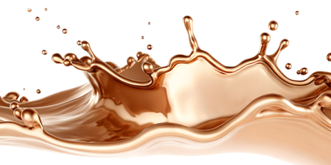 copper liquid metal splashing isolated on white background 