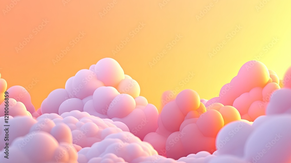 Poster a cluster of soft clouds wrapping around a glowing sunset.
