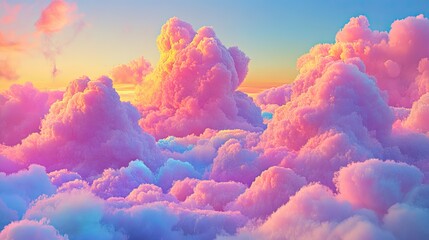 A cluster of soft clouds wrapping around a glowing sunset.