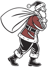 Fototapeta premium santa claus black outline vector drawing